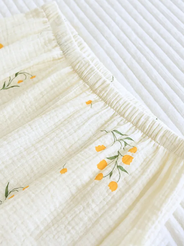 2Pcs/3Pcs Short Sleeve Floral Pajamas