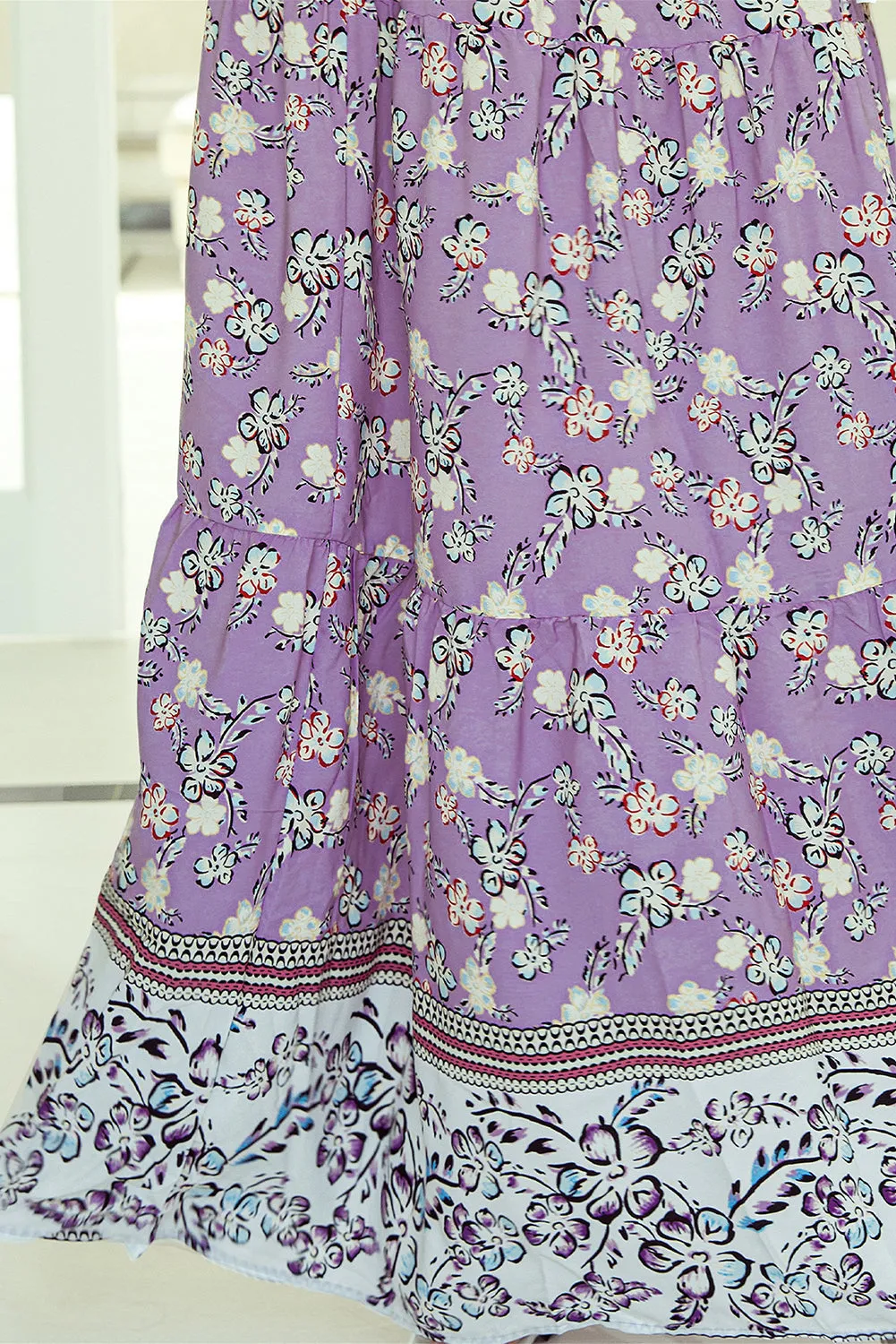 Floral Shirred High Waist Maxi Skirt