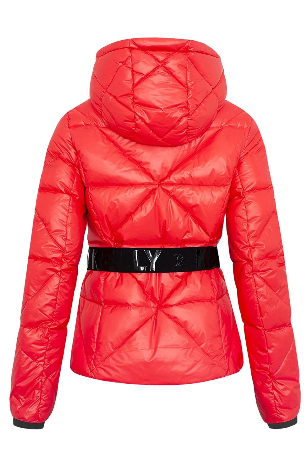 Kelly by Sissy Eden Red Downfilled Ski Jacket with Belt and Hood