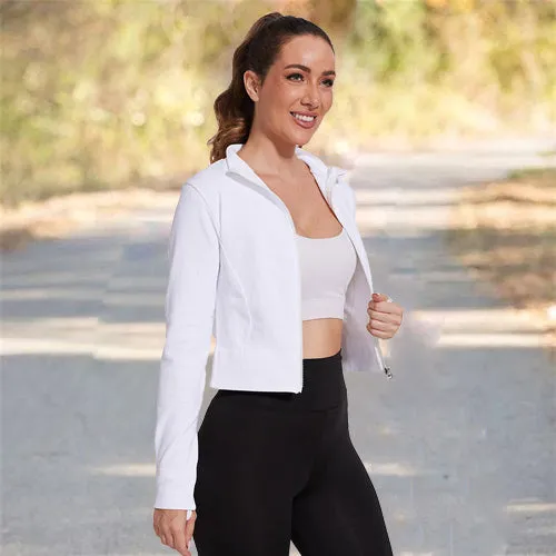 MATHCAT Winter Seamless Workout Slim Fit Cropped Athletic Jackets