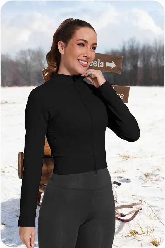MATHCAT Winter Seamless Workout Slim Fit Cropped Athletic Jackets