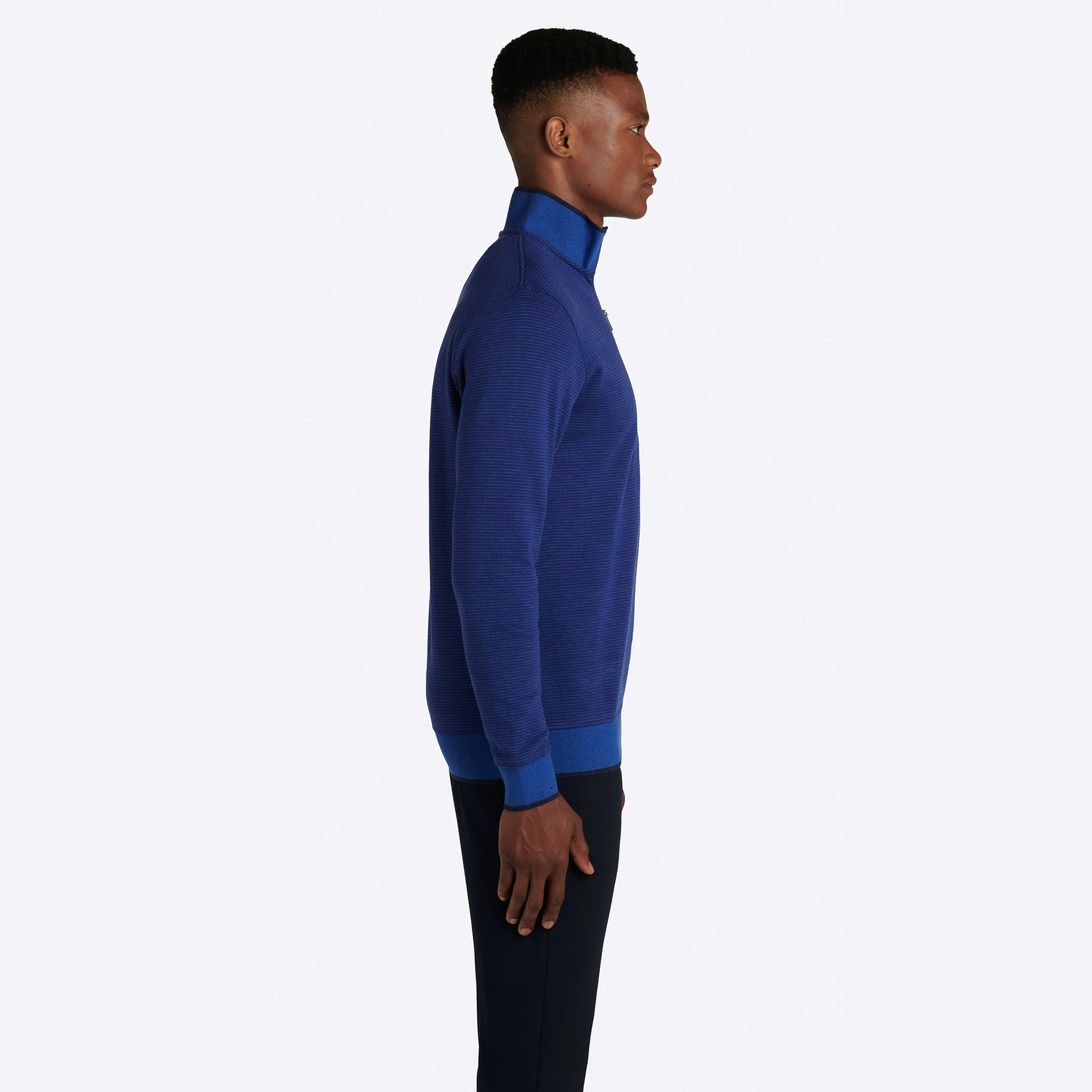 Striped Quarter Zip Mock Neck Pullover