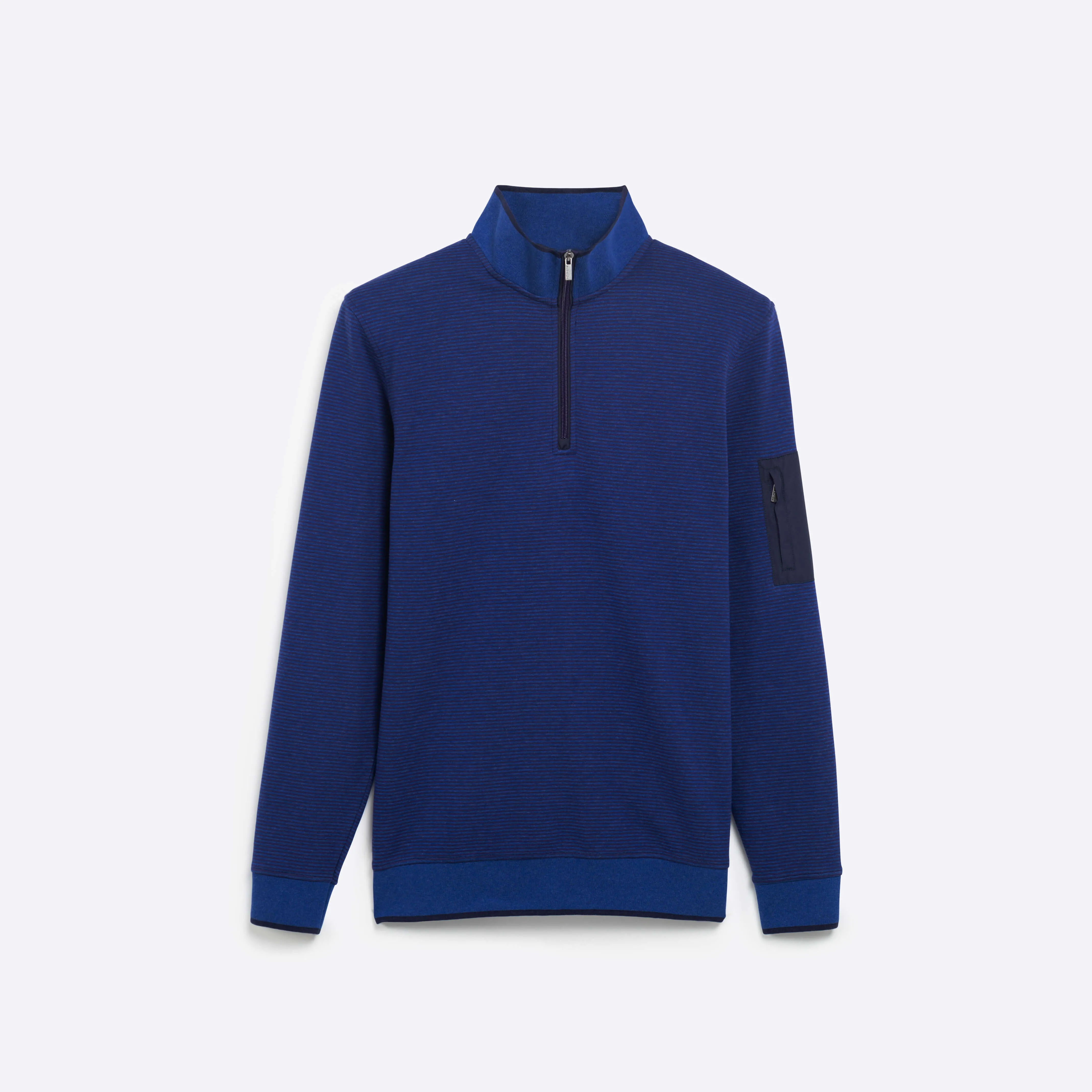 Striped Quarter Zip Mock Neck Pullover