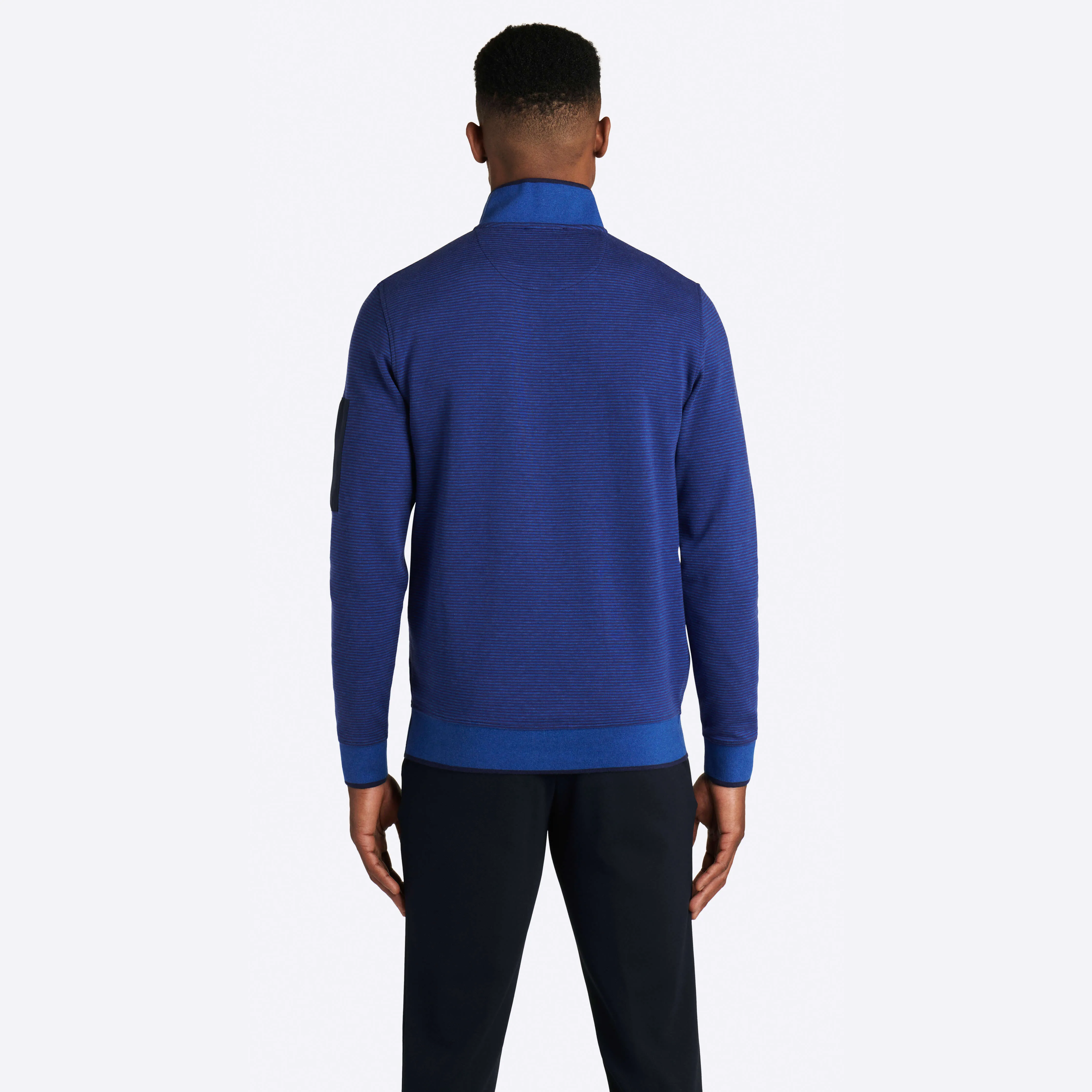 Striped Quarter Zip Mock Neck Pullover