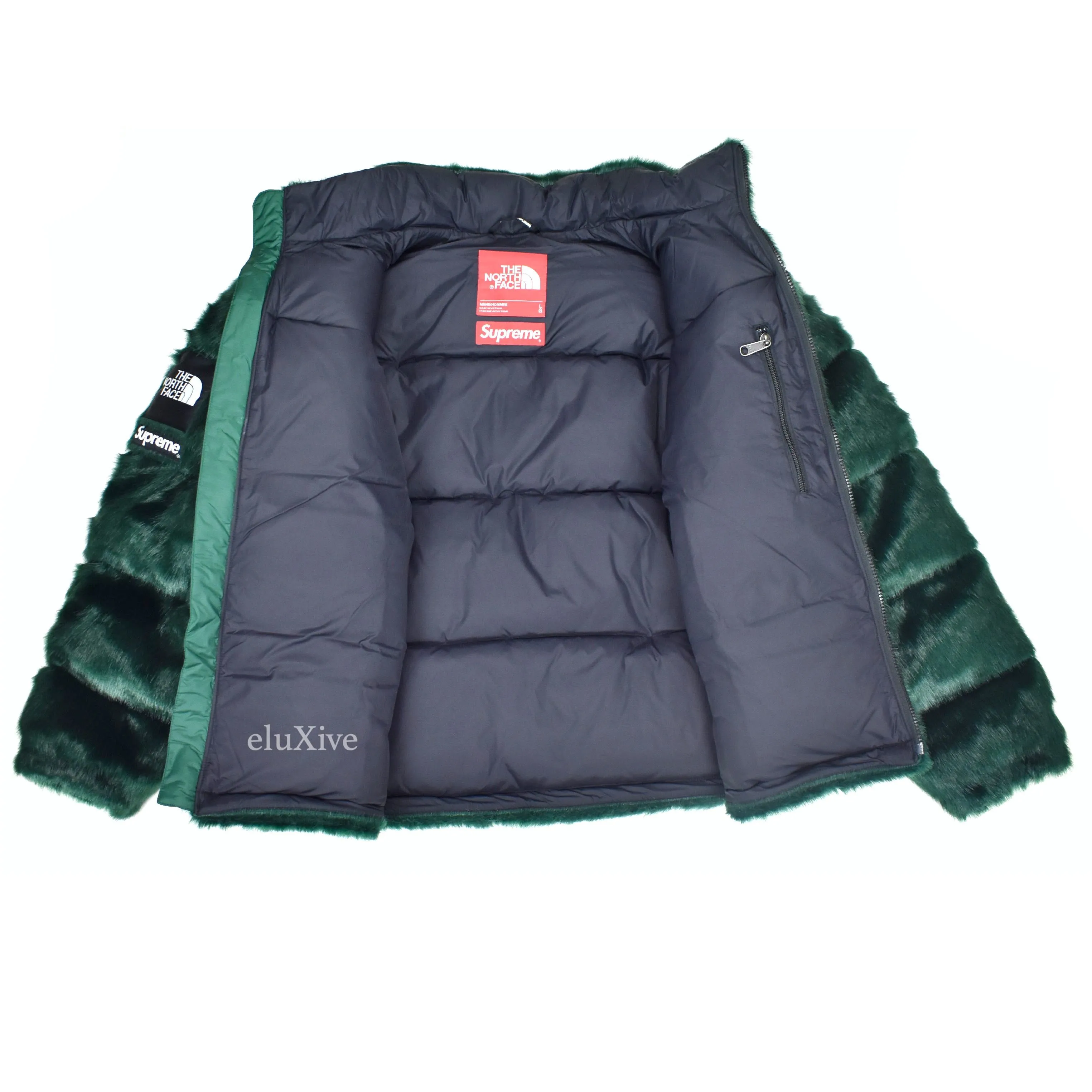 Supreme x The North Face - Green Faux Fur Nuptse Jacket