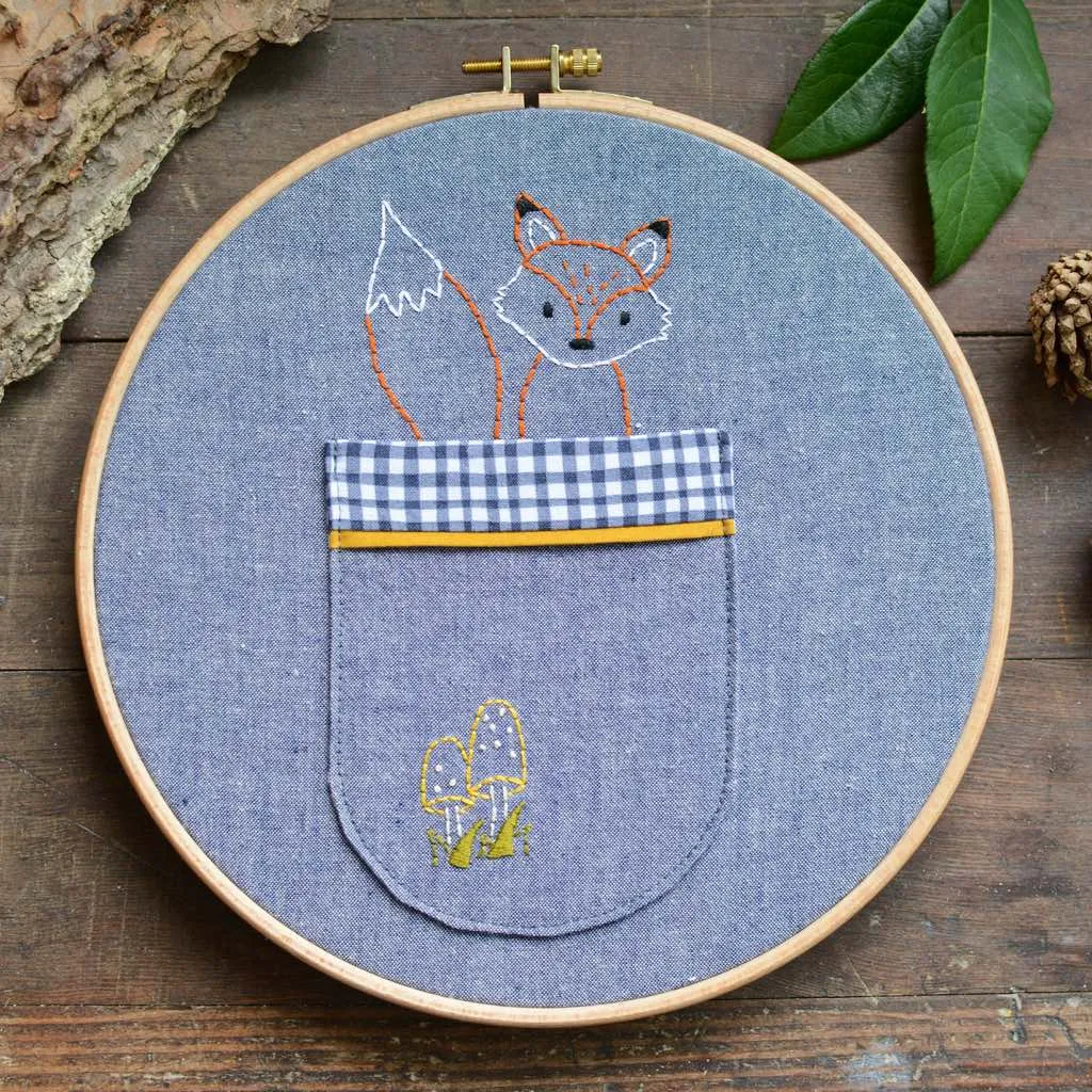 Woodland Fox Embroidery Pocket Pattern