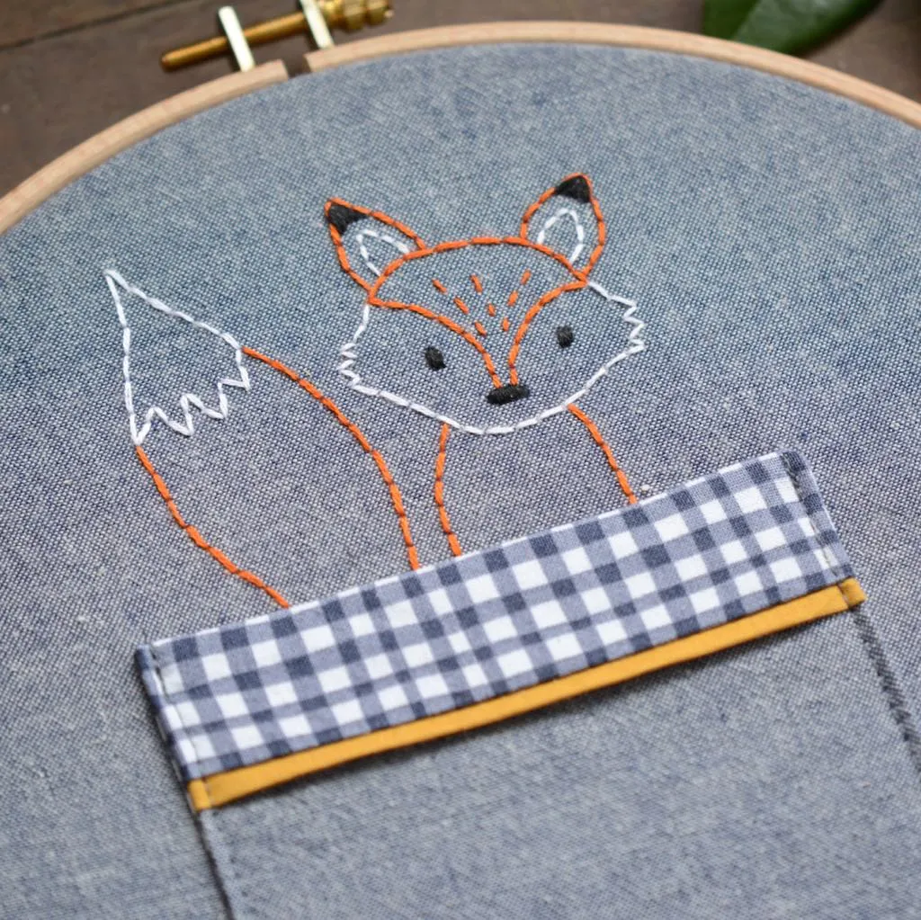 Woodland Fox Embroidery Pocket Pattern